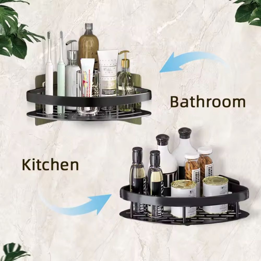 Rust-Proof Strong Aluminum 2 Pcs Silver Shower Corner Shelf Caddy – No-Drill Wall-Mounted Shower Organizer for Shampoo, Towels & Bathroom Essentials