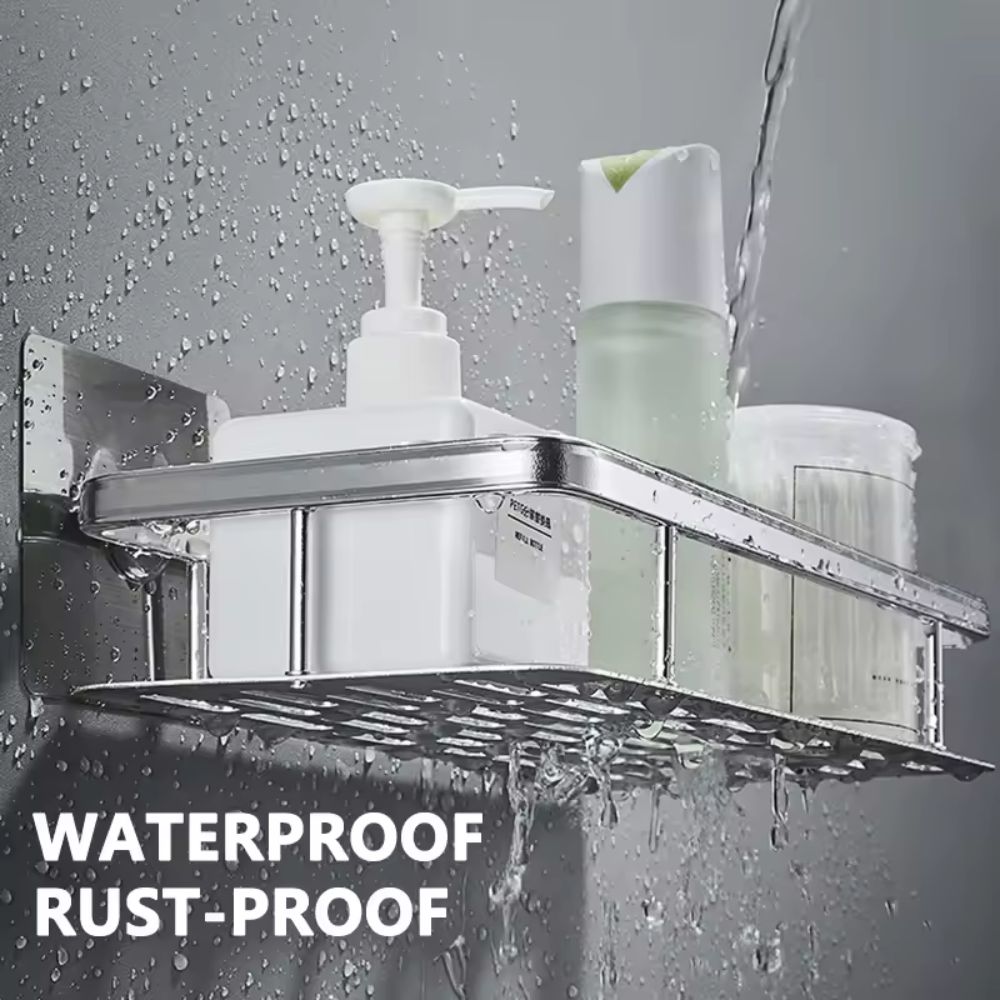 Rust-Proof Strong Aluminum 2 Pcs Silver Shower Corner Shelf Caddy – No-Drill Wall-Mounted Shower Organizer for Shampoo, Towels & Bathroom Essentials
