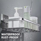 Rust-Proof Strong Aluminum 2 Pcs Silver Shower Corner Shelf Caddy – No-Drill Wall-Mounted Shower Organizer for Shampoo, Towels & Bathroom Essentials