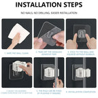 4Pcs Self-Adhesive Mop & Broom Holder – Wall-Mounted Organizer for Bathroom & Kitchen