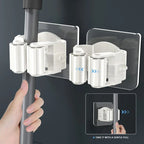 4Pcs Self-Adhesive Mop & Broom Holder – Wall-Mounted Organizer for Bathroom & Kitchen