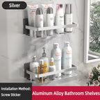 Set of 2 Wall-Mounted Shower Racks – No-Drill Bathroom Storage Shelves for Shampoo, Towels & Accessories