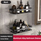 Set of 2 Wall-Mounted Shower Racks – No-Drill Bathroom Storage Shelves for Shampoo, Towels & Accessories