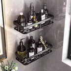 Set of 2 Wall-Mounted Shower Racks – No-Drill Bathroom Storage Shelves for Shampoo, Towels & Accessories
