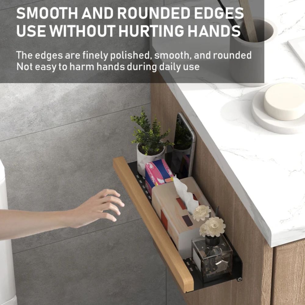 Solid Wood Wall-Mounted Bathroom Storage Rack – Washbasin Organizer Shelf for Toilet Papers & Other