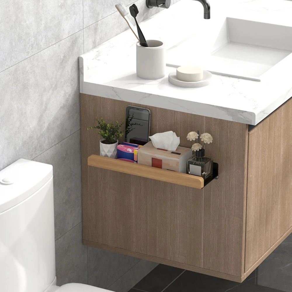 Solid Wood Wall-Mounted Bathroom Storage Rack – Washbasin Organizer Shelf for Toilet Papers & Other