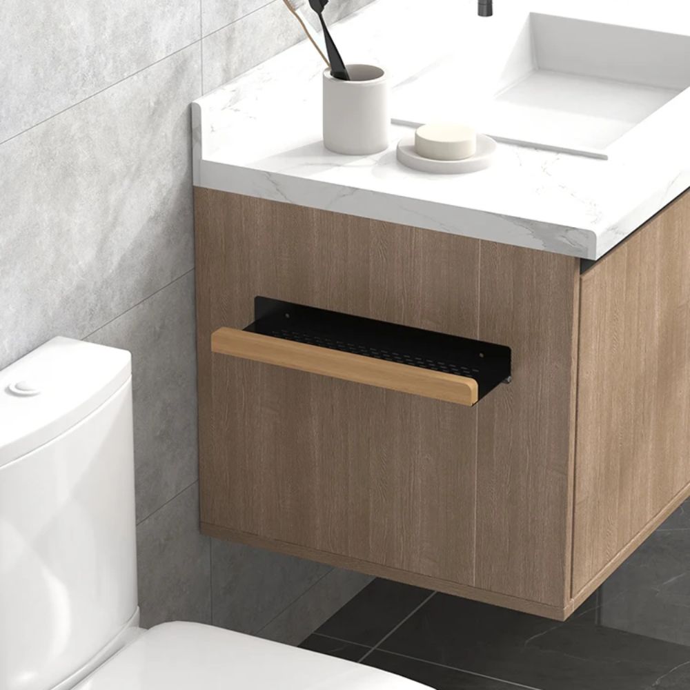 Solid Wood Wall-Mounted Bathroom Storage Rack – Washbasin Organizer Shelf for Toilet Papers & Other