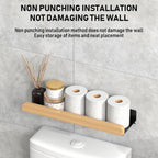 Solid Wood Wall-Mounted Bathroom Storage Rack – Washbasin Organizer Shelf for Toilet Papers & Other