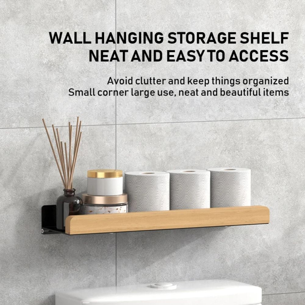 Solid Wood Wall-Mounted Bathroom Storage Rack – Washbasin Organizer Shelf for Toilet Papers & Other