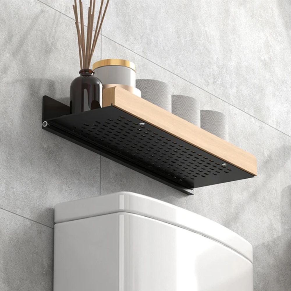 Solid Wood Wall-Mounted Bathroom Storage Rack – Washbasin Organizer Shelf for Toilet Papers & Other