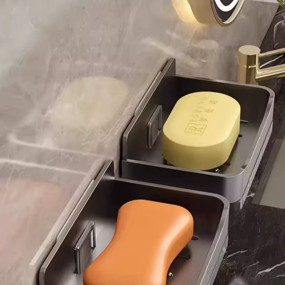 Wall-Mounted Drain Soap Box – No-Drill Soap Holder for Bathroom & Kitchen