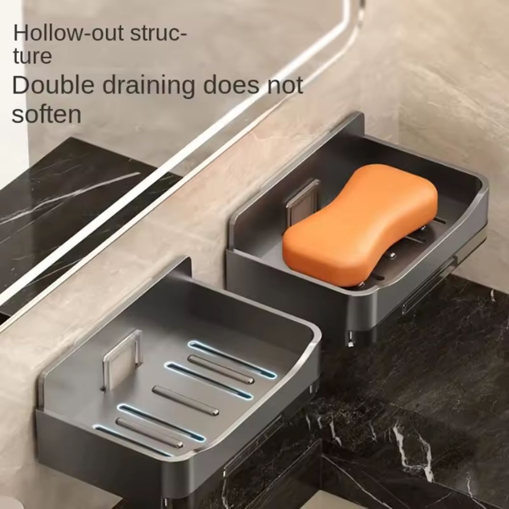 Wall-Mounted Drain Soap Box – No-Drill Soap Holder for Bathroom & Kitchen