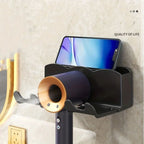 Wall-Mounted Hair Dryer Holder – No-Drill Bathroom Organizer with Cable Storage