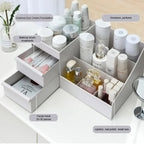 White Drawer Makeup Storage Box – Plastic Cosmetic Organizer for Dorms, Vanity & Dressing Table