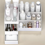 White Drawer Makeup Storage Box – Plastic Cosmetic Organizer for Dorms, Vanity & Dressing Table