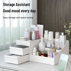 White Drawer Makeup Storage Box – Plastic Cosmetic Organizer for Dorms, Vanity & Dressing Table