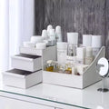 White Drawer Makeup Storage Box – Plastic Cosmetic Organizer for Dorms, Vanity & Dressing Table
